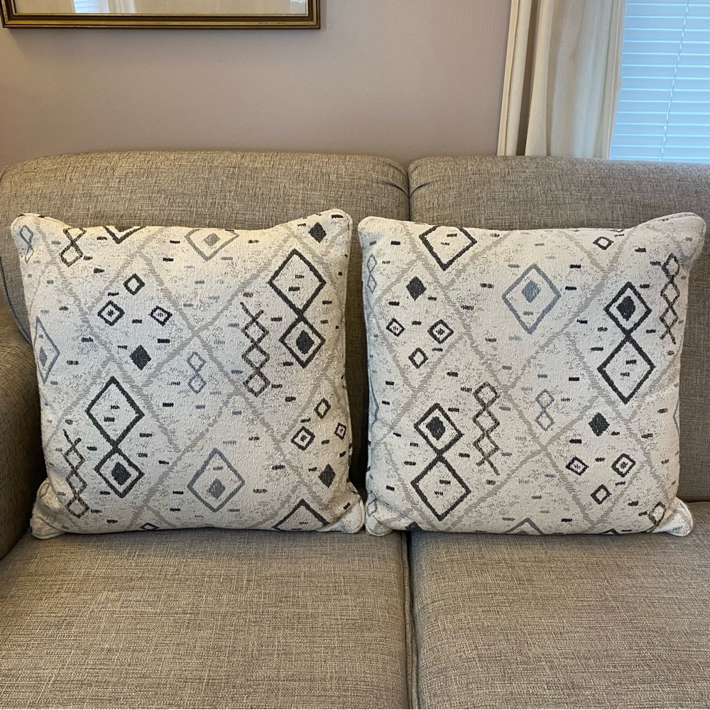 Throw‎ Pillows Neutral Set Two Geometric Modern Tribal Woven Design